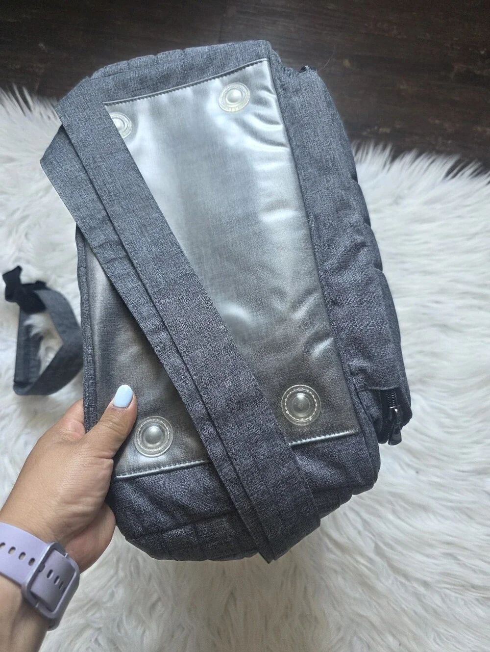 lug Gray Quilted Messenger Tote with Front Pockets